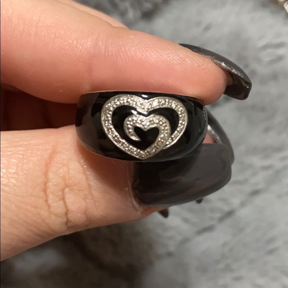 Sterling silver double heart ring